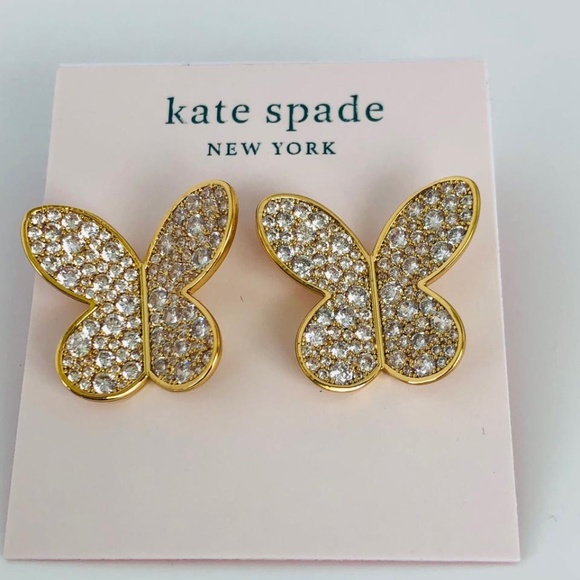 NEW Kate Spade Gold & Crystal Butterfly Statement Earrings - Picture 4 of 7